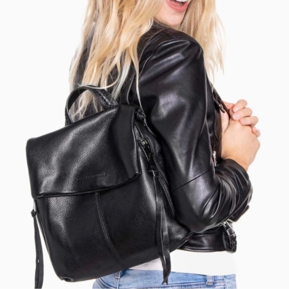 Aimee Kestenberg Bali Black Pebbled Leather Double Entry Backpack main image 10